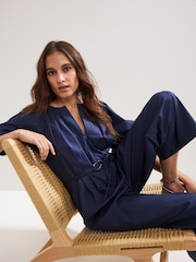 Phase Eight Blue Joni Belted Jumpsuit - Image 6 of 7