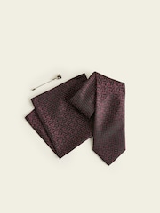 Burgundy Tie Pocket Square and Pin Set - Image 1 of 4