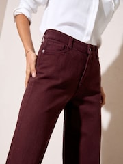 Friends Like These X Lucy Mecklenburgh Burgundy Red Everyday Wide Leg Jeans - Image 2 of 4