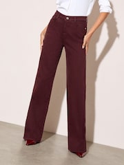 Friends Like These X Lucy Mecklenburgh Burgundy Red Everyday Wide Leg Jeans - Image 3 of 4