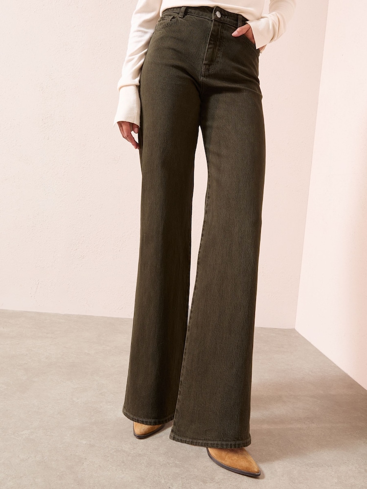 Friends Like These X Lucy Mecklenburgh Khaki Green Everyday Wide Jeans - Image 1 of 5