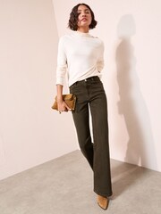Friends Like These X Lucy Mecklenburgh Khaki Green Everyday Wide Jeans - Image 3 of 5