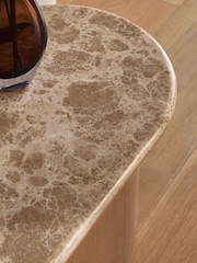 Natural N. Premium Aviano Oak Veneer Marble Sofa Side Table - Image 2 of 8