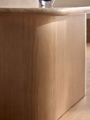 Natural N. Premium Aviano Oak Veneer Marble Sofa Side Table - Image 4 of 8