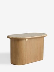 Natural N. Premium Aviano Oak Veneer Marble Sofa Side Table - Image 6 of 8