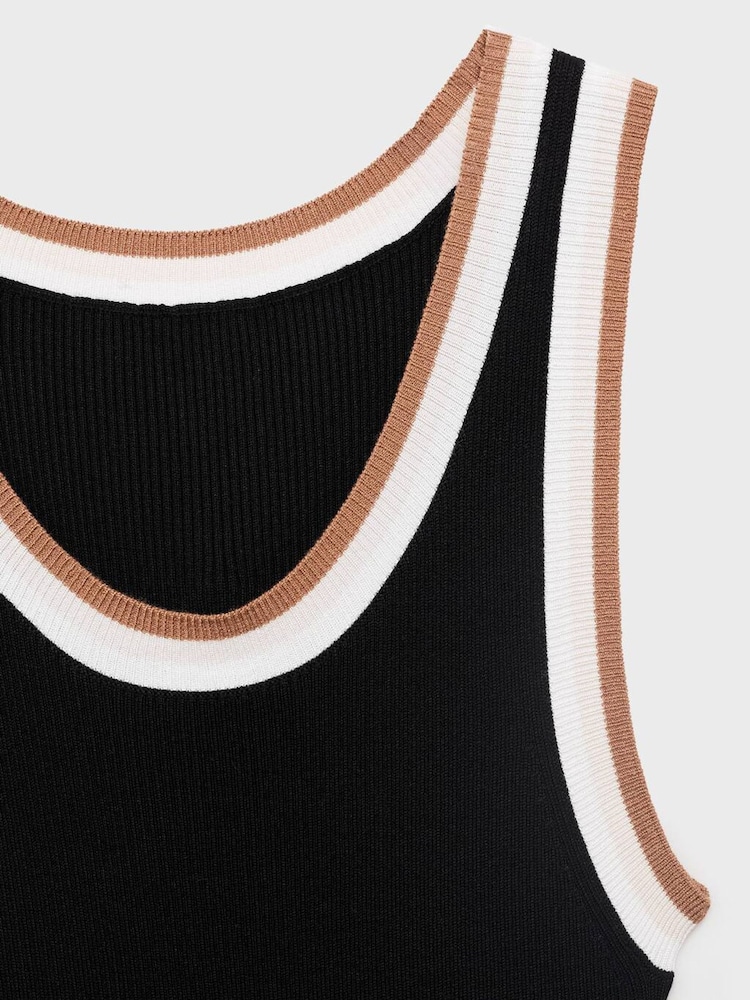 Mango Black Wide Strap Knit Midi Dress - Image 5 of 5
