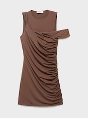 Mango Brown Supriya Lele One Shoulder Mini Dress - Image 4 of 5