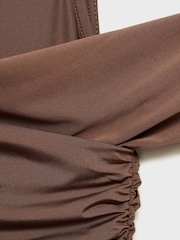 Mango Brown Supriya Lele One Shoulder Mini Dress - Image 5 of 5