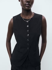 Mango Black Buttoned Waistcoat - Image 1 of 5