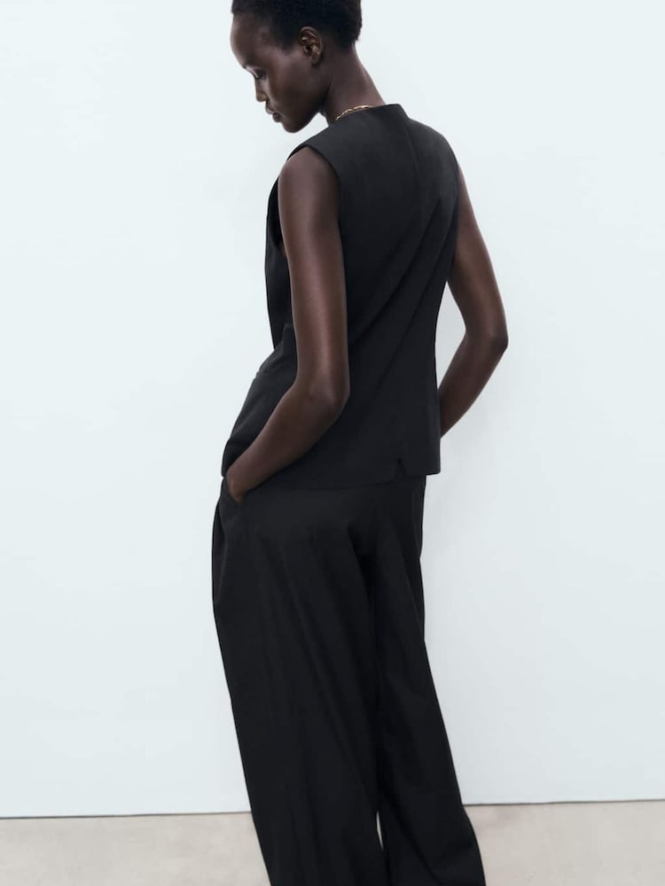 Mango Black Buttoned Waistcoat - Image 2 of 5