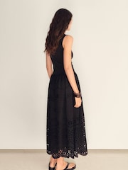 Mango Black 2 In 1 Embroidered Jersey Maxi Dress - Image 3 of 6