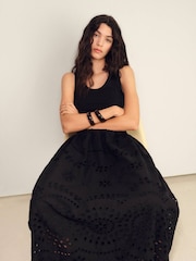 Mango Black 2 In 1 Embroidered Jersey Maxi Dress - Image 4 of 6