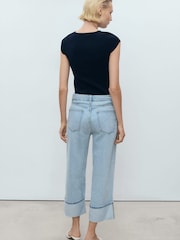 Mango Blue Gala Wide Leg Crop Jeans - Image 2 of 5