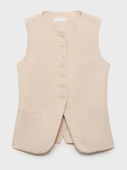 Mango Natural Buttoned Waistcoat - Image 5 of 6