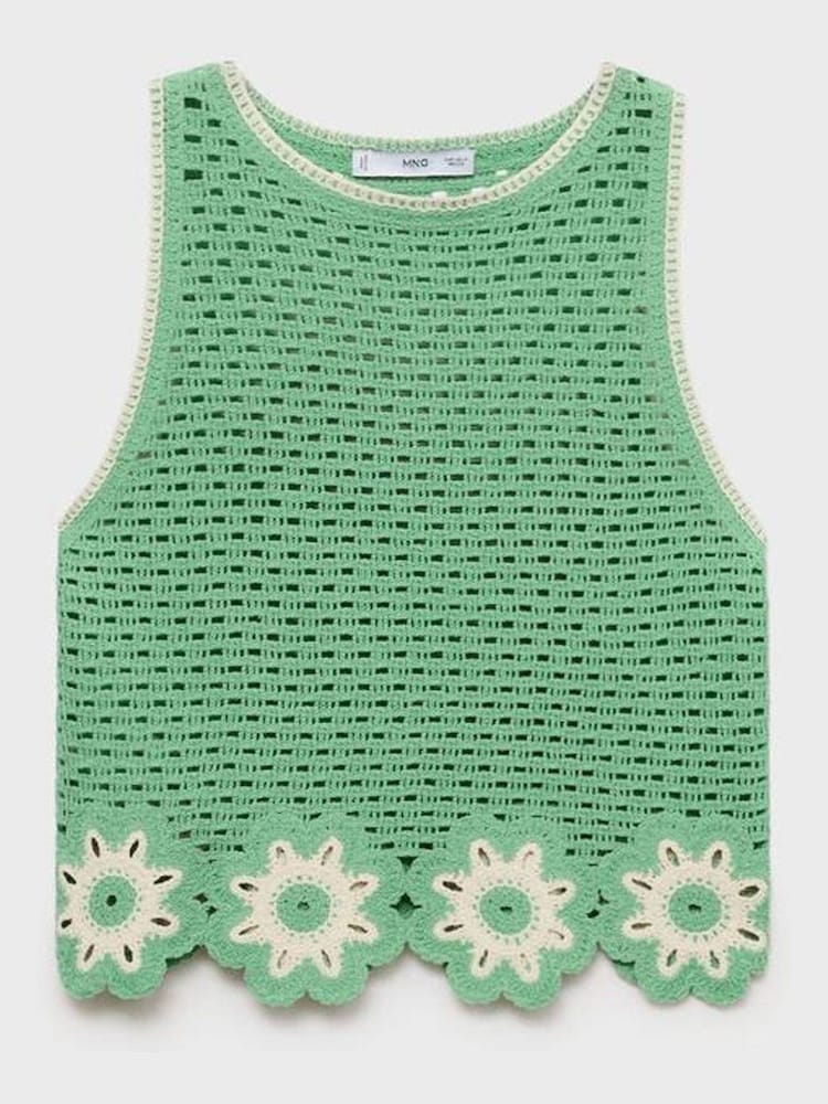 Mango Green Crochet Vest Top - Image 1 of 2