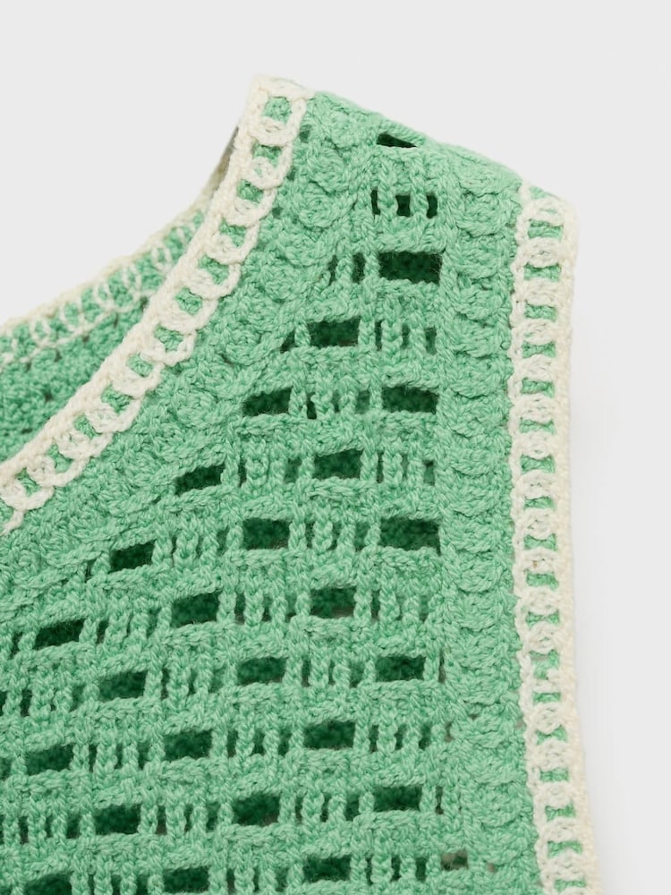 Mango Green Crochet Vest Top - Image 6 of 6 Mango Green Crochet Vest Top - Image 6 of 6