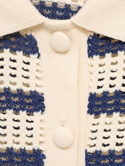 Mango Blue Crochet Short Sleeve Shirt - Image 4 of 5