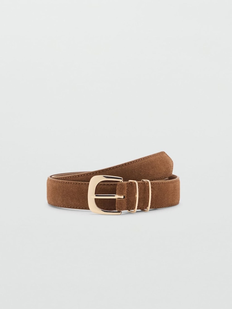 Mango Brown Suede Leather Belt - Image 1 of 3