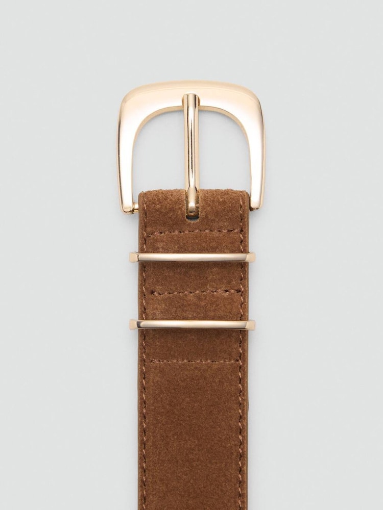 Mango Brown Suede Leather Belt - Image 3 of 3 Mango Brown Suede Leather Belt - Image 3 of 3