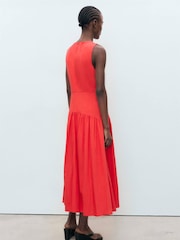 Mango Red Sleeveless A-Line Midi Dress - Image 3 of 6