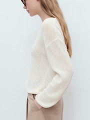 Mango White V-Neck Lightweight Jumper - Image 3 of 6