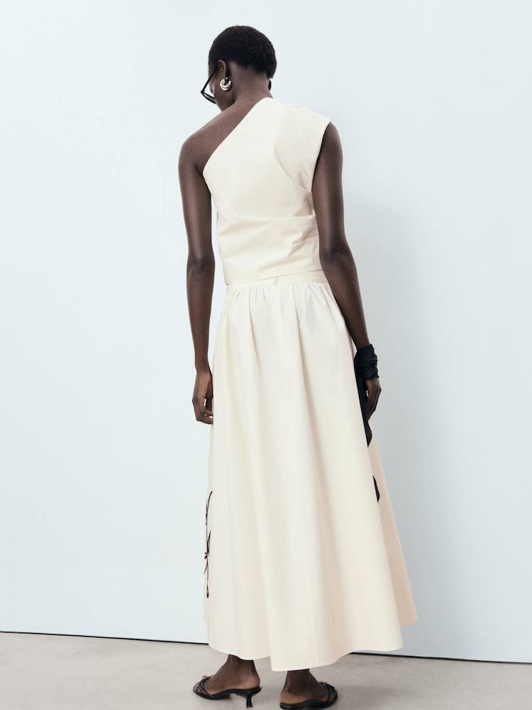 Mango Cream Flower Design A-Line Maxi Skirt - Image 2 of 6