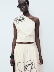 Mango Cream Flower Design A-Line Maxi Skirt - Image 4 of 6