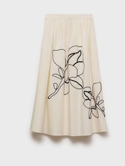 Mango Cream Flower Design A-Line Maxi Skirt - Image 5 of 6