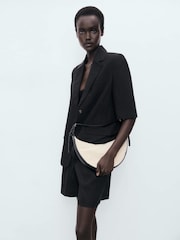 Mango Black Tie Waist Shorts - Image 3 of 5
