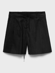 Mango Black Tie Waist Shorts - Image 4 of 5