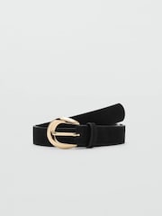 Mango Black Gold Buckle Leather Belt - Image 1 of 2