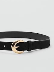 Mango Black Gold Buckle Leather Belt - Image 2 of 2