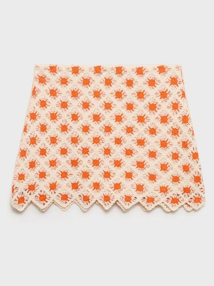 Mango Orange Crochet Mini Skirt - Image 1 of 2