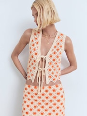 Mango Orange Crochet Mini Skirt - Image 4 of 6
