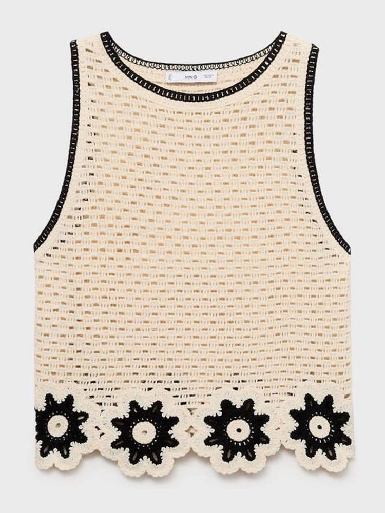 Mango Cream Crochet Vest Top - Image 1 of 2