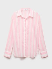 Mango Pink Stripe Long Sleeve Shirt - Image 3 of 4