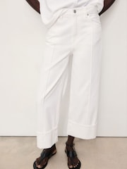 Mango White Gala Wide Leg Crop Jeans - Image 1 of 6