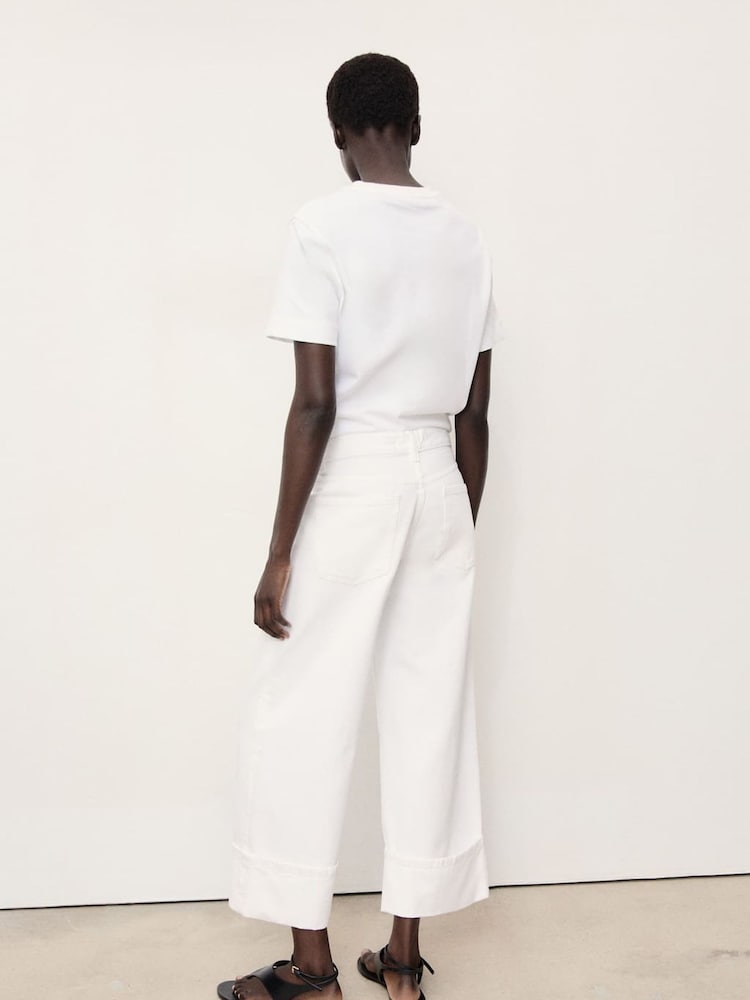 Mango White Gala Wide Leg Crop Jeans - Image 2 of 6