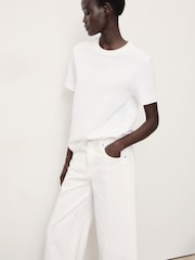 Mango White Gala Wide Leg Crop Jeans - Image 3 of 6