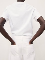 Mango White Gala Wide Leg Crop Jeans - Image 4 of 6