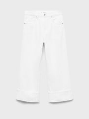 Mango White Gala Wide Leg Crop Jeans - Image 5 of 6