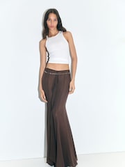 Mango Brown Ruffle Maxi Skirt - Image 1 of 3