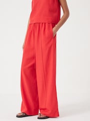 Hush Red Petunia Linen Blend Trousers - Image 1 of 5