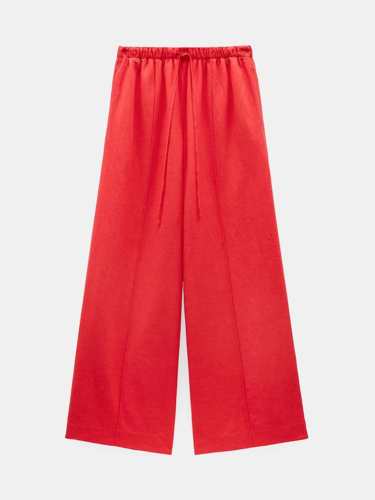 Hush Red Petunia Linen Blend Trousers - Image 5 of 5