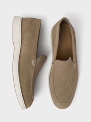 Crew Clothing Brown Suede Leather 100% Cotton Loafers - Image 2 of 3