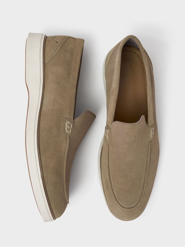 Crew Clothing Brown Suede Leather 100% Cotton Loafers - Image 2 of 3