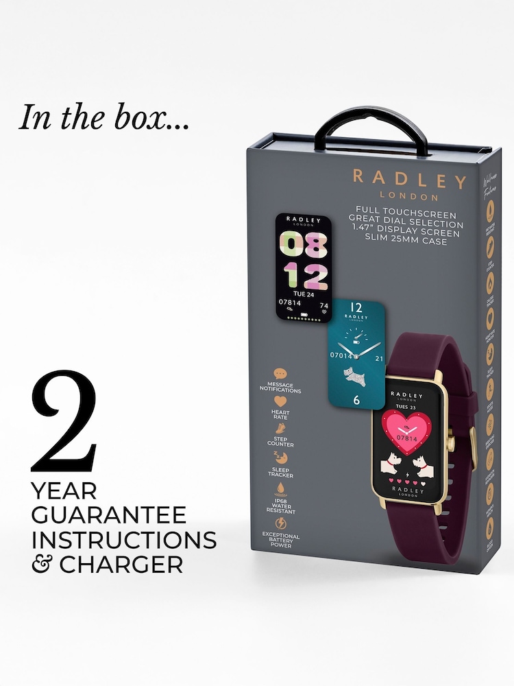 Radley Ladies Purple Series 21 Smart Dark Plum Lozenge Silicone Strap Watch - Image 6 of 6