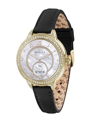Radley Smart Series 33 AMOLED Stoneset Gold Tone Leather Strap Smart Calling Black Watch - Image 1 of 6