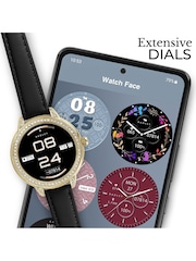 Radley Smart Series 33 AMOLED Stoneset Gold Tone Leather Strap Smart Calling Black Watch - Image 5 of 6