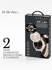 Radley Smart Series 33 AMOLED Stoneset Gold Tone Leather Strap Smart Calling Black Watch - Image 6 of 6